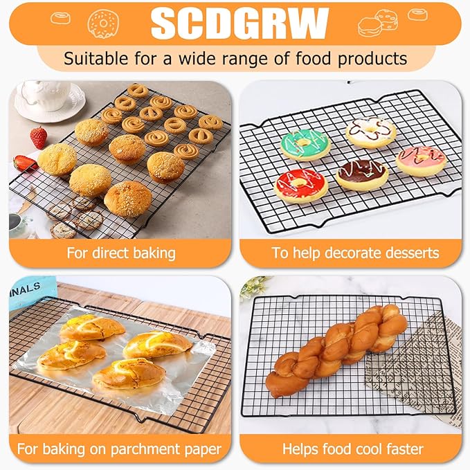 5PCS Cooling Racks for Cooking and Baking - 10" x 16" Wire Rack Baking Rack, Oven Cooking Rack, Heavy Duty Baking Rack for Grilling. Roasting, Cooking, Drying