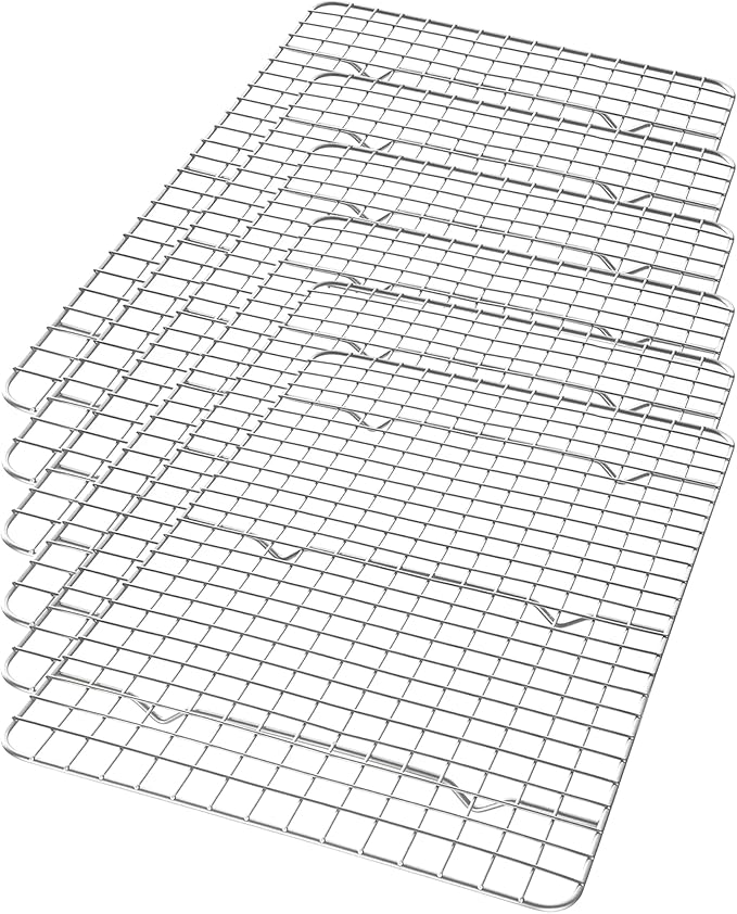 Stainless Steel Cooling Rack Size -Medium, 10 x 15 Inches, Dishwasher-Safe, Oven Safe, Cookie Cooling Racks for Baking & Cooking - Pack of 6