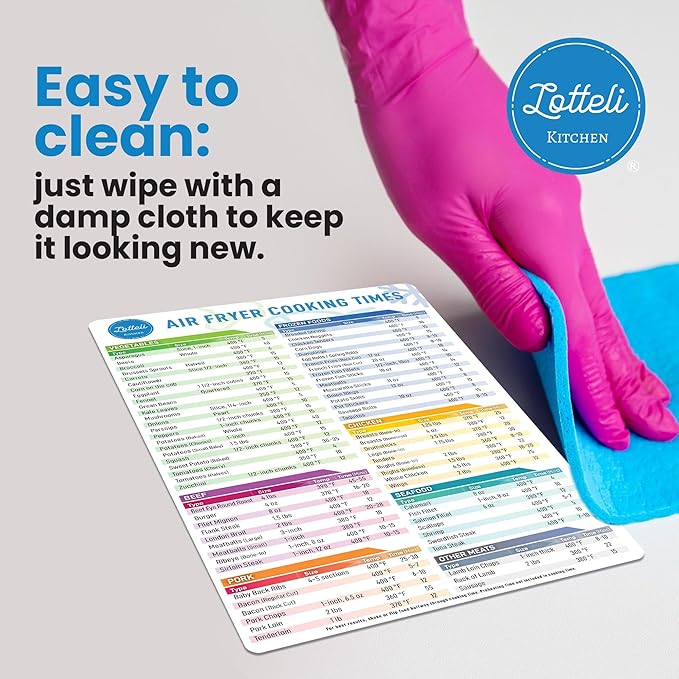 Air Fryer Magnetic Cheat Sheet Set - Air Fryer Accessories Cookbook - Easy to Use AirFryer Time Chart Set As Seen on the Today Show - Strong Magnet Quick Reference Cooking Guide for Frying (White)