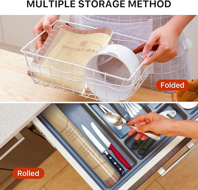 26x16 Inch Extra Thick Silicone Baking Mat with Measurements, Non-slip and Reusable - For Cookies, Bread, Pastry