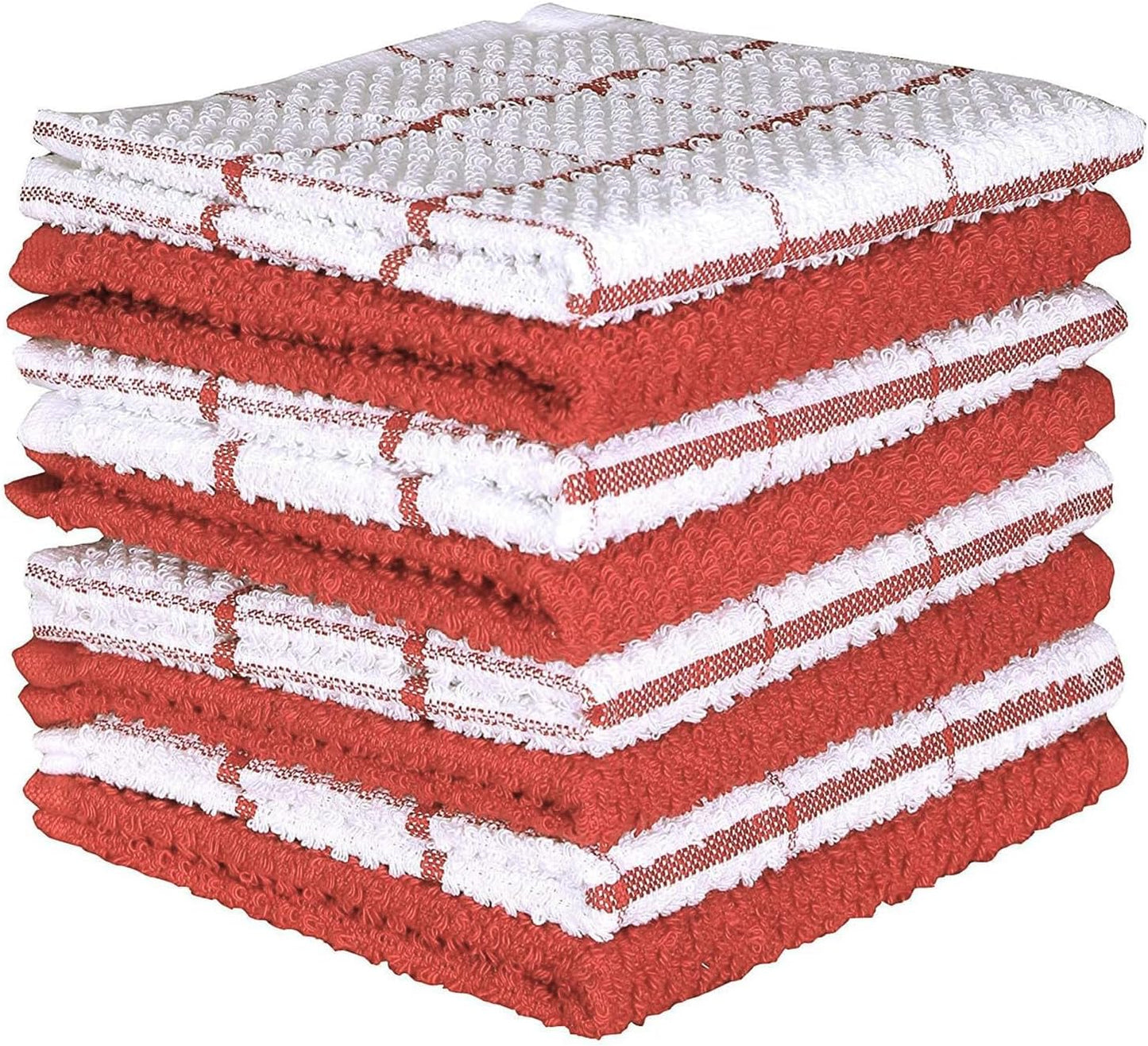 AMOUR INFINI Cotton Kitchen Dish Cloths Set of 8 – Highly Absorbent, Super Soft Premium Terry Cleaning Cloth (12"x12" Inch) Premium Dishcloths for Washing Dishes (Rust)