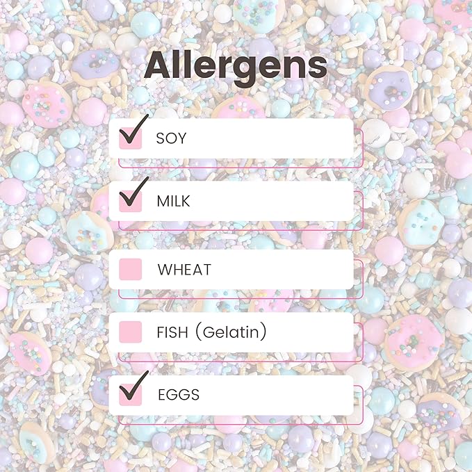 Sprinkle Pop Donut Sprinkle Mix| Lavender White Gold Pink Blue Sprinkle Mix with ~6 Sprinkled Donuts Royal Icings| Birthday Decorating Sprinkles Made in USA for Cupcakes Cakes Cookies Donuts, 2oz