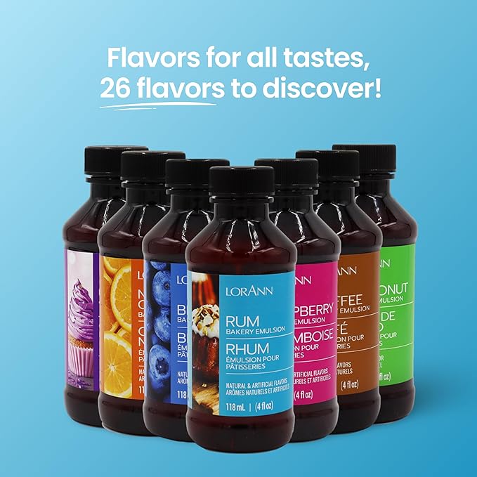 LorAnn Oils Rum Bakery Emulsion: Realistic Flavor, Ideal for Enhancing Boozy Notes in Baked Goods, Gluten-Free, Keto-Friendly, Extract Alternative Essential for Your Kitchen, 4 Oz