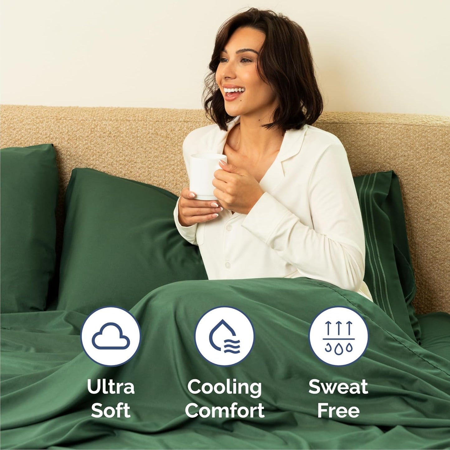 Cal King Size 4 Piece Sheet Set - Comfy Breathable & Cooling Bed Sheets Set - Hotel Luxury Bedding for Women, Men, Kids, Teens, Boys & Girls - Deep Pockets and Wrinkle Free - Oeko-Tex - Emerald Green