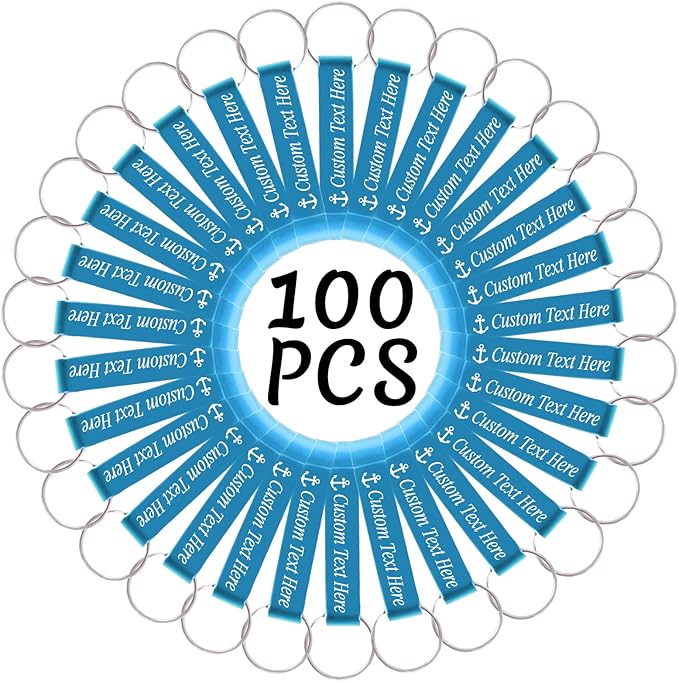 100PCS Personalized Bottle Opener Keychain Bulk Custom Beer Bottle Opener with Logo Text Engraved Wedding Bottle Opener Favors Customized Gifts for Guests Baby Shower Birthday Party-Sky Blue