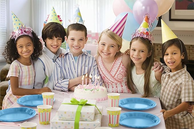 Exquisite Party Solids Light Blue Plastic Plates For Party 9" Light Blue Disposable Plates Heavy Duty Supplies 100 Pcs Plastic Dinnerware Sets Heavy Duty 350 GSM Disposable Dinnerware Set