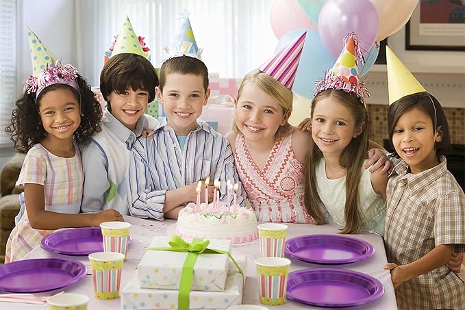 Exquisite Party Solids Purple Plastic Plates For Party 10" Purple Disposable Plates Heavy Duty Supplies 100 Pcs Plastic Dinnerware Sets Heavy Duty 350 GSM Disposable Dinnerware Set