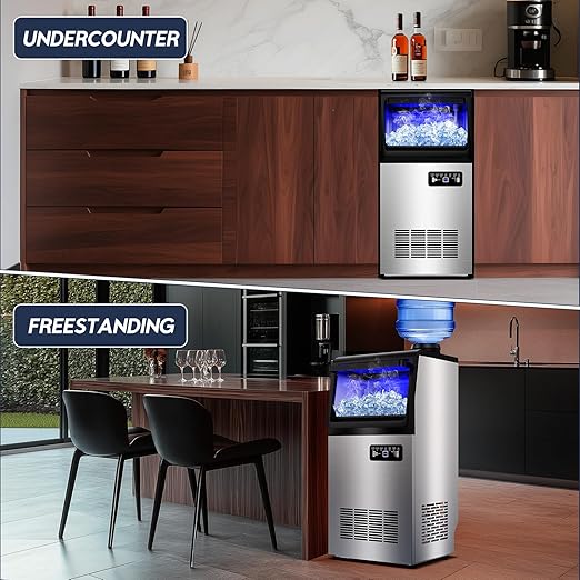 Ice Maker Machine Commercial, 110LBS/24H with 35LBS Storage Bin, 15" Wide Built-in Undercounter/Freestanding Ice Maker Machine for Home Bar Outdoor, 40PCS Ice Cubes Ice Machine, Self Cleaning