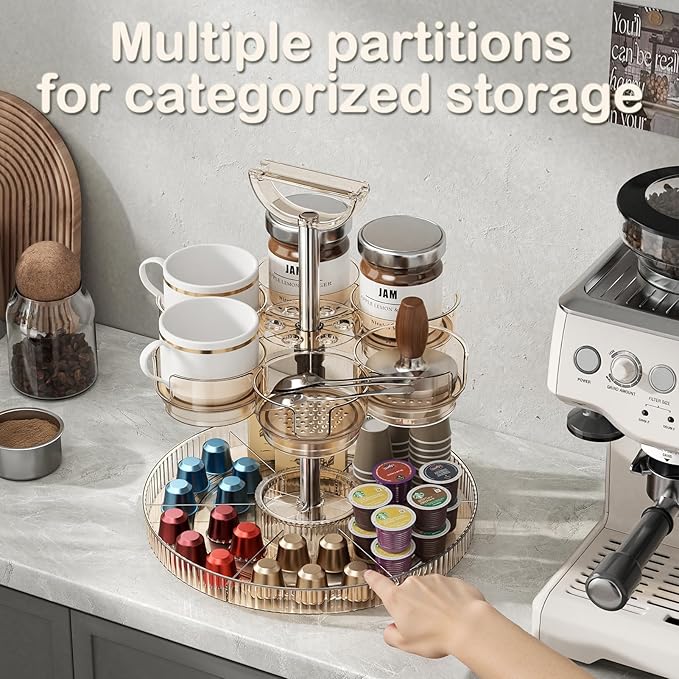 Rotating Stanley Cup Holder, Portable Water Bottle Organizer for 6 Stanley 40 oz & Mug, Adjustable Lazy Susan Organizer for Table Top Cabinet Home Countertop Pantry Shelf Tumbler Lid Organizer