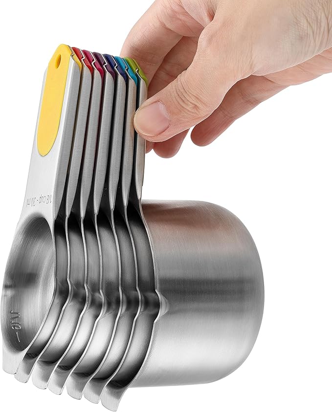 Spring Chef Magnetic Measuring Cups & Spoons Set (Patent Pending), Strong N45 Magnets, Heavy Duty Stainless Steel Fits in Spice Jars for Baking & Cooking, BPA Free, Set of 15 with Leveler, Multicolor