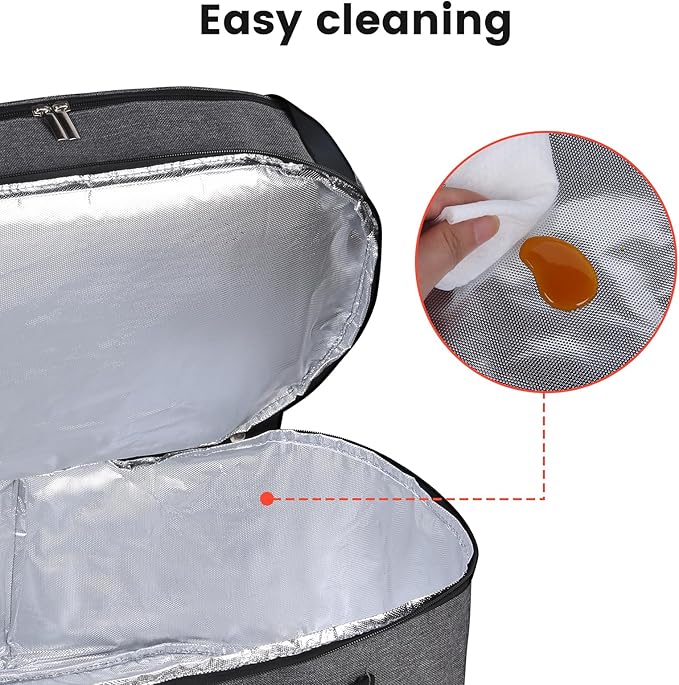 MUSBUS 2 Layer Slow cooker bag for Crock-Pot 6-8 quart, Travel reunionc outdoor, Easy to transport Insulation water proof easy cleaning to carry, Family Gathering Potluck, Gift for Women - Grey