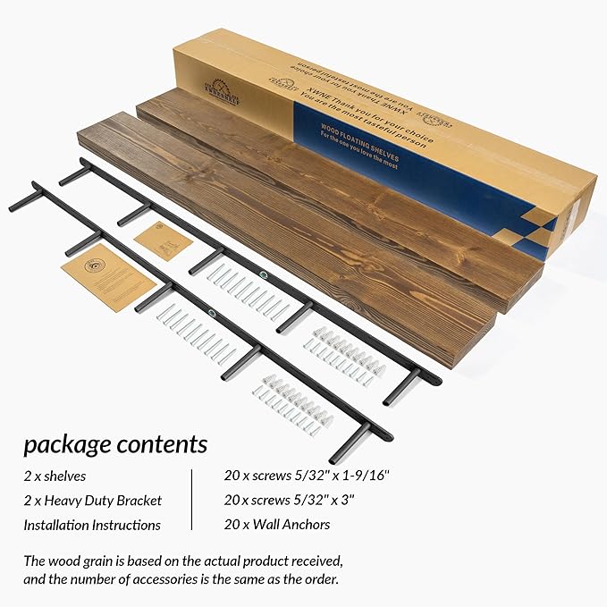 Rustic Floating Shelves 72 inch Long 8 "deep Set of 2, Heavy Duty Wood Wall Mounted Shelves for Bathroom Living Room Kitchen,Book Shelves with Thickened Hidden Bracket- Walnut