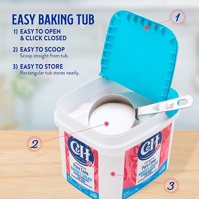 C&H Pure Cane Ultrafine Granulated Baker's Sugar™, 3.5 lb Easy Baking Tub