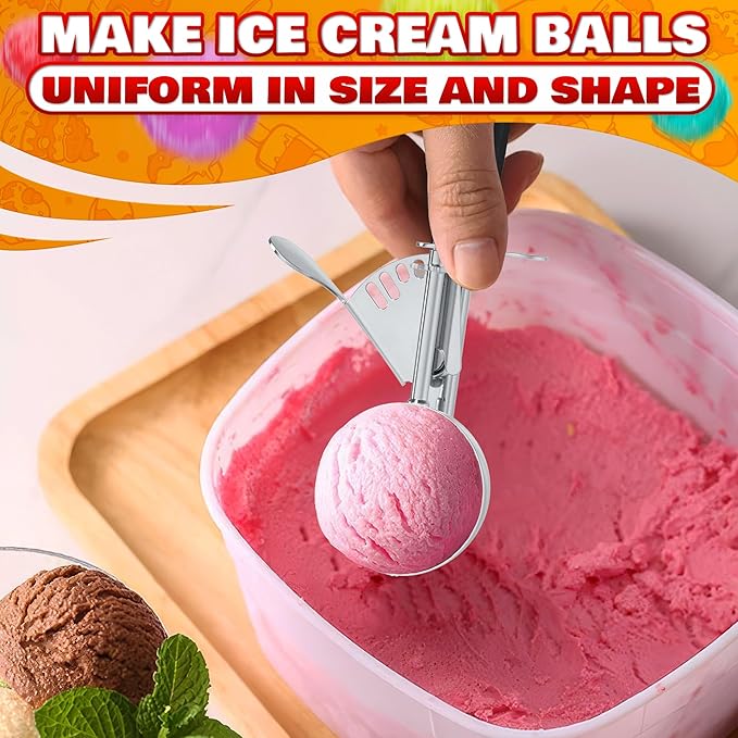 1 Oz Ice Cream Scoop with Trigger #30 - Versatile 1 Oz Scoop for Gelato, Cookie Dough Baking, Sorbet & Meatballs - Rust-Resistant Stainless Steel, Easy to Clean in Dishwasher, Non-Slip Handle