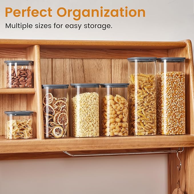 Square Glass Food Storage Jars with Lids[Set of 3], Perfect for Pasta, Cookies, Nuts, Coffee, Cereal, Flour, Organize Your Kitchen with these BPA-Free Glass Jars with Silicone Lids