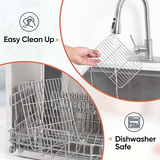 2 Pack Cooling Rack for Baking, Homikit 8.7 * 6.3 Inch Small Stainless Steel Metal Roasting Grilling Cooking Racks, Fits Small Toaster Oven, Dishwasher Safe, Heavy duty & Rust Resistant