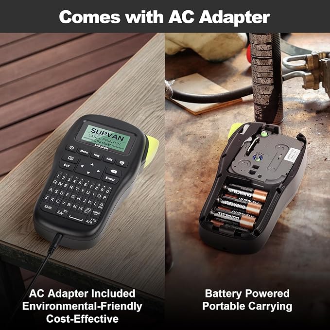 SUPVAN LP5120M Label Maker Machine Bundle (5 Tapes Included) with Keyboard & AC Adapter, Waterproof Thermal Transfer Label Printer with Ik+ Icons for Garage, Home, Office Organization