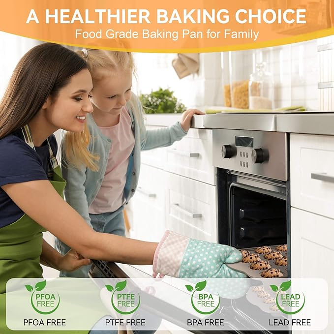 Mini Muffin Cupcake Pans 2 Pack, 24-Well Nonstick Mini Muffin Tin, PTFE Free and Dishwasher Safe