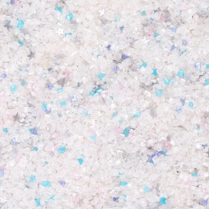 White Sanding Sugar Edible Silver Glitter Stars Mix, Edible Sugar Sprinkles for Cake Decorating, Sparkling Edible Sanding Sugar for Cupcake Toppers Cookie Decorations For Wedding Party Celebrations 3.5oz (mermaid)