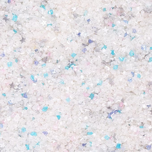 White Sanding Sugar Edible Silver Glitter Stars Mix, Edible Sugar Sprinkles for Cake Decorating, Sparkling Edible Sanding Sugar for Cupcake Toppers Cookie Decorations For Wedding Party Celebrations 3.5oz (mermaid)