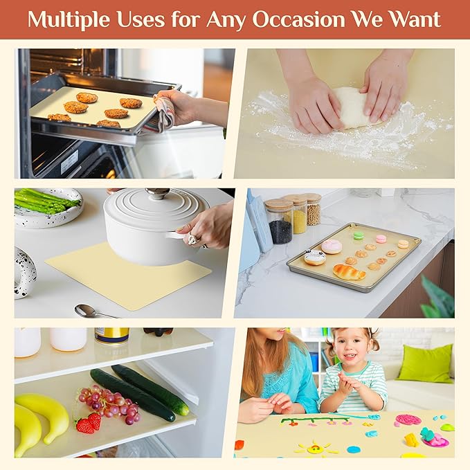 Silicone Baking Mat, 16 IN x 6 FT Free Cutting Baking Sheet,Non-Stick Reusable Dough & Pastry Mat,Non-Slip Silicone Mat Roll for Air Fryer Liner,Freeze Dryer,Oven Baking Pan,Kitchen Counter