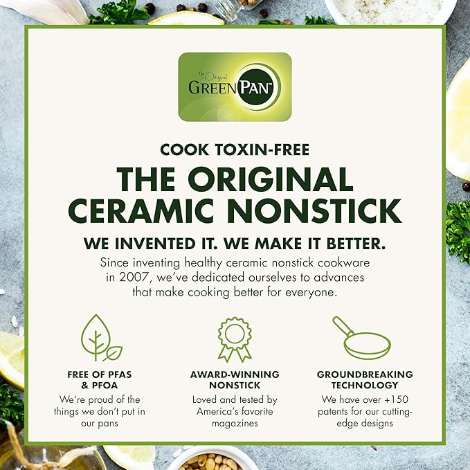 GreenPan Premiere Ovenware Healthy Ceramic Nonstick 16.5" Pizza Pan, PFOA and PFAS-Free, Warp-Free Bakeware, Durable Quick Heating Baking Tray, Oven and Broiler Safe to 600F, Dishwasher Safe, Gray