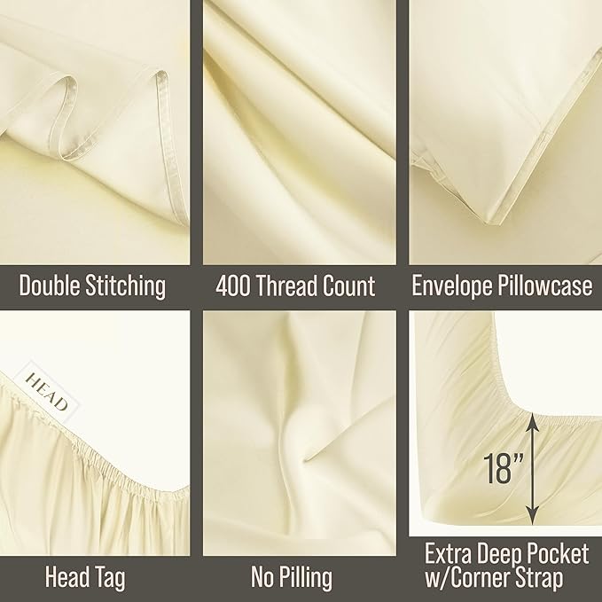 Bella Coterie Luxury Bamboo Viscose Split King Size Sheet Set | 100% Organically Grown | Ultra Soft | Cooling for Hot Sleepers | 18" Deep Pocket [Lemonade]