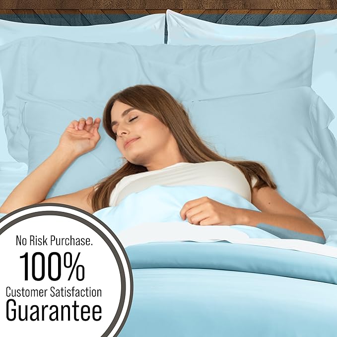 Bella Coterie Luxury Bamboo Viscose Queen Size Sheet Set | 100% Organically Grown | Ultra Soft | Cooling for Hot Sleepers | 18" Deep Pocket [Coastal Blue]