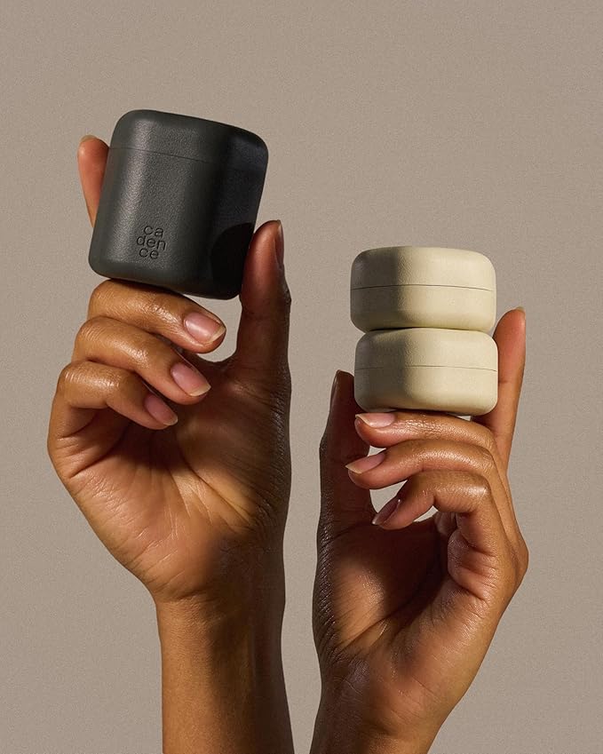 Cadence Travel Containers - Full Skincare Set - Magnetic Containers with Lids,Carry On Travel Essentials For Women/Men - 2 Small (0.56oz), 4 Medium Capsules (1.32oz), & Extender (1.43oz) - Charcoal