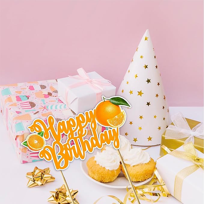 Seyal® Orange Happy Birthday Cake Topper