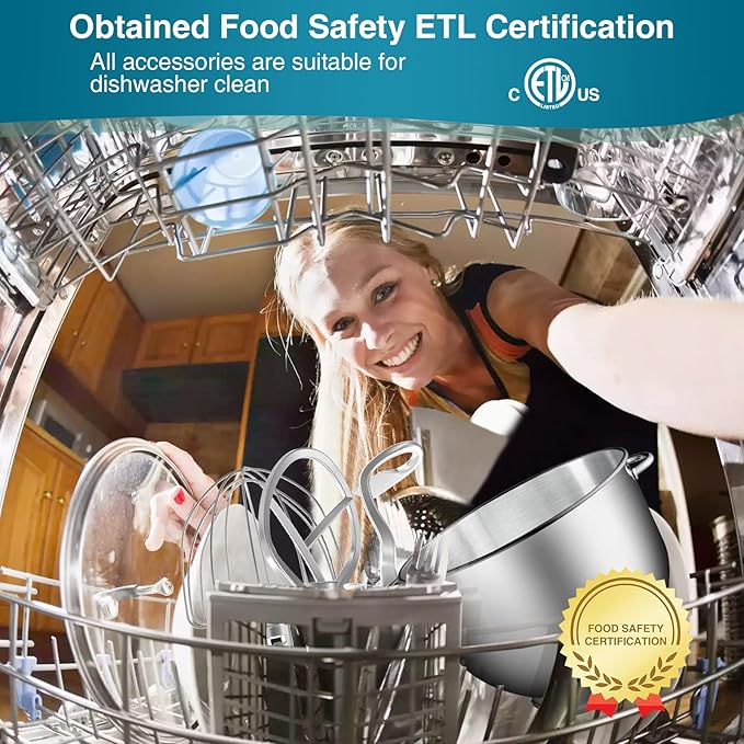 Stand Mixer, 6.5 Qt 660W, 6-Speed Tilt-Head Food Dough Mixer, Kitchen Electric Mixer with Stainless Steel Bowl,Dough Hook,Whisk, Beater, Egg white separator (6.5-QT, Blue)