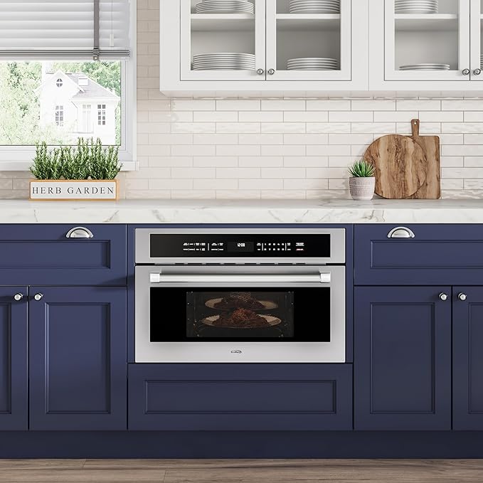 KoolMore KM-CWO30-SS Built-in Microwave with Convection Oven and Air Fryer, 1000W Power with 10 Levels, UL Listed Capacity in Stainless-Steel, 30 in/1.6 cu. ft, Silver