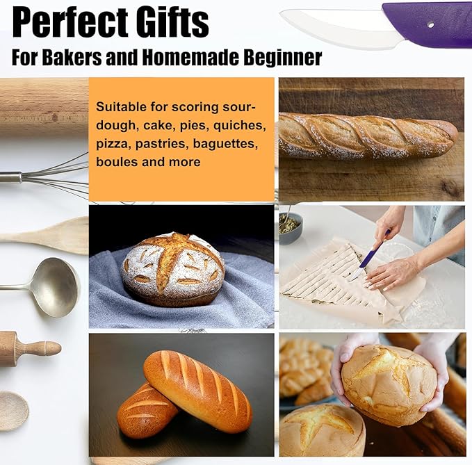 KUNIFU Bread Lame Bread Scoring Tool for Sourdough Scoring, Ceramic Scoring Knife for Bread Baking, Bread Scorer with Protective Cover, for Homemade and Bakery Use