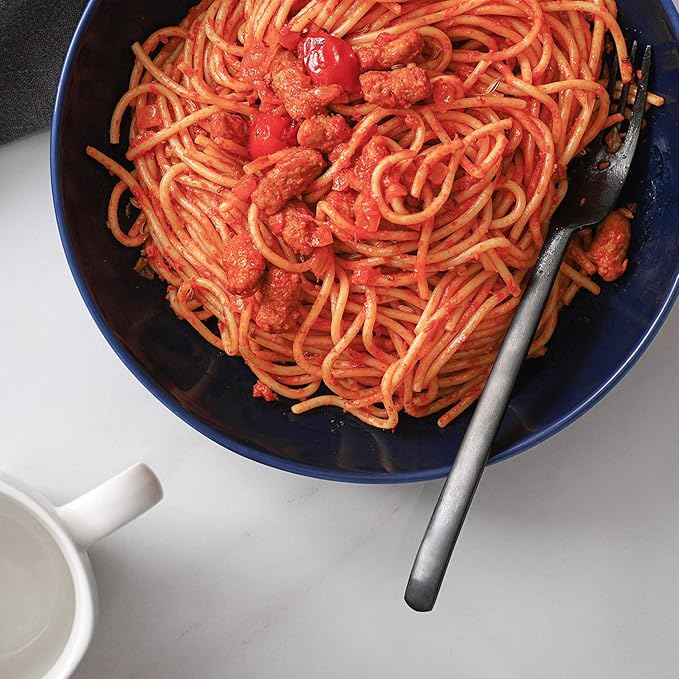 Y YHY Pasta Bowls, 30oz Soup Bowls Salad Bowls Large Serving Bowl Porcelain Pasta Plates Wide and Shallow Bowls Set of 6 Microwave Dishwasher Safe, Blue