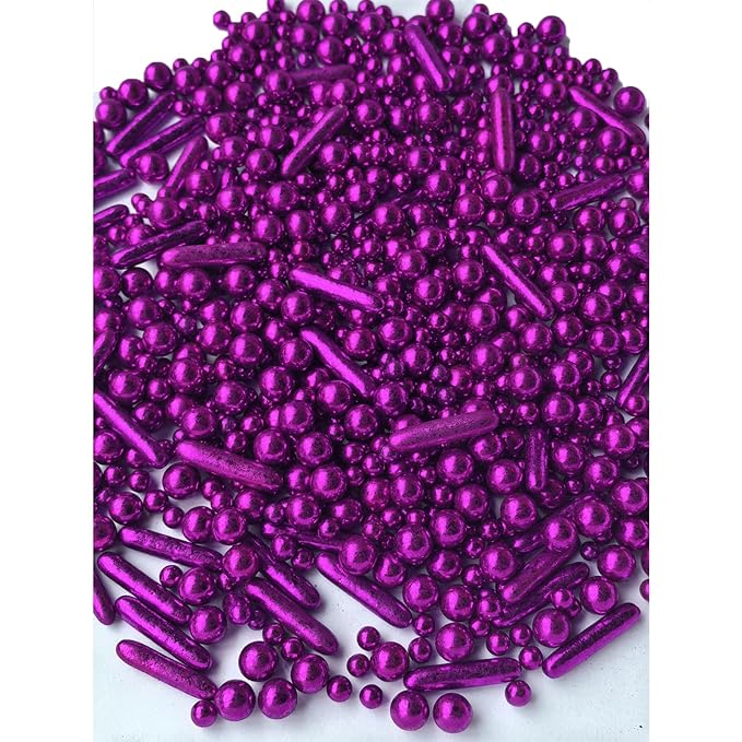 Sprinkles Purple Pearl Sugar Candy Mix Size Baking Cake Decorations Cupcake Toppers Celebrations Shaker Jar Wedding Shower Party (130g/4.2oz）