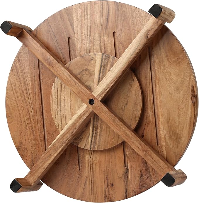 BIRDROCK HOME Elevated Lazy Susan | Rotating Acacia Wood Platter with Raised Legs | Ideal for Serving, Organizing, and Decor | Smooth 360° Rotation (Natural, Medium)