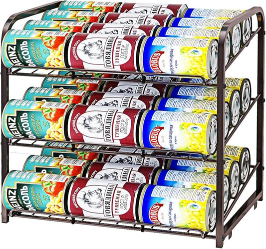 AIYAKA 3 Tier Stackable Can Rack Organizer,for food storage,kitchen cabinets or countertops,Storage for 36 cans,Bronze