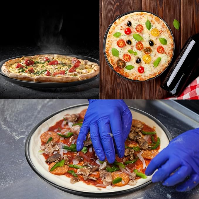 6PCS Pizza Pan with Holes 12 inch Round Pizza Pan Set Nonstick Pizza Baking Pan Carbon Steel Pizza Tray Black Pizza Crisper Pan for Home Baking Kitchen