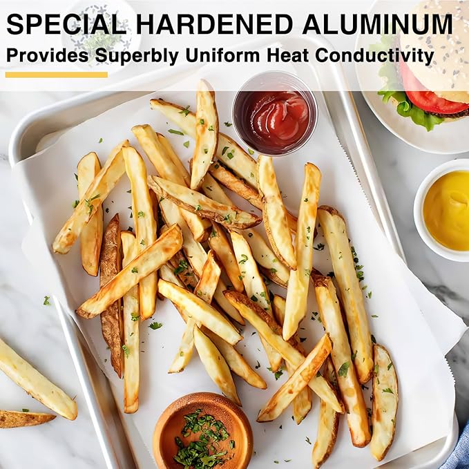 Baking Sheet Pan Set of 3, Commercial Quality Aluminum Cookie Sheets for Oven, Umite Chef Warp Resistant Baker's Half/Quarter/Jelly Roll Pans, Thick Cookie Tray Pans for Baking, Roasting