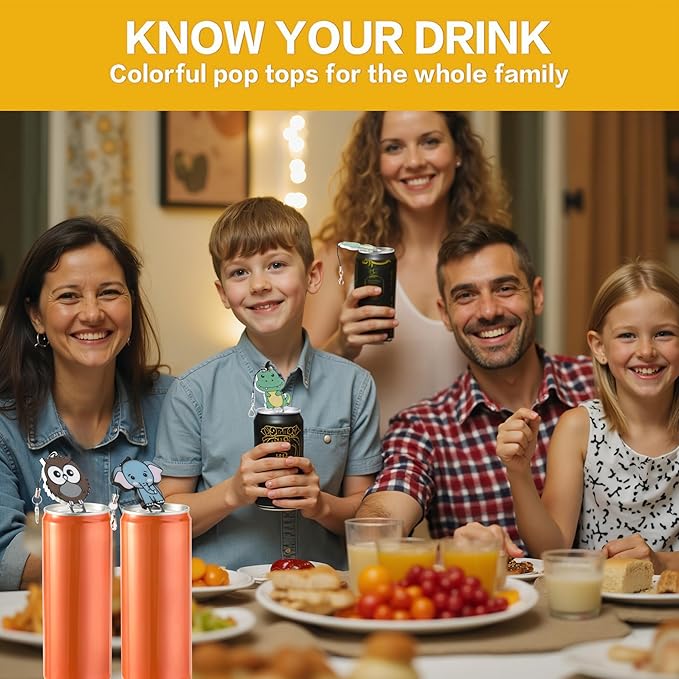 Cartoon Can Protector - Cute Easy Tab Can Opener Drink Can Protector Cap for Coke,Beer Soda,Party,BBQ,Beach Accessory