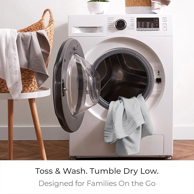 Mellanni Queen Sheets Set - 4 PC Iconic Collection Bedding - Hotel Luxury, Extra Soft, Cooling Bed Sheets - Wrinkle, Fade, Stain Resistant (Queen, Light Gray)