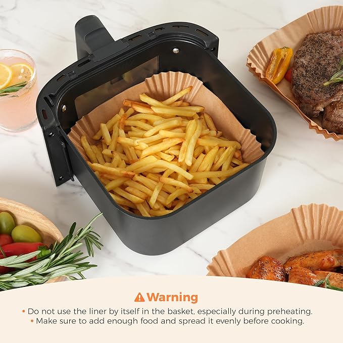 Tastee Air Fryer Liners 100Pcs - Design for 3-6QT Air Fryer Baskets, Oil-Absorbent Disposable Paper Liners, 450°F Heat Resistant, Custom Fit
