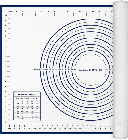 Silicone Pastry Mat Extra Thick Large Non Stick Baking Supplies Kitchen Counter Cooking Rolling Dough Sheet Pie Crust Sourdough Bread Oven Liner with Measurement (XL-20''(W)*28''(L), 2#Blue)