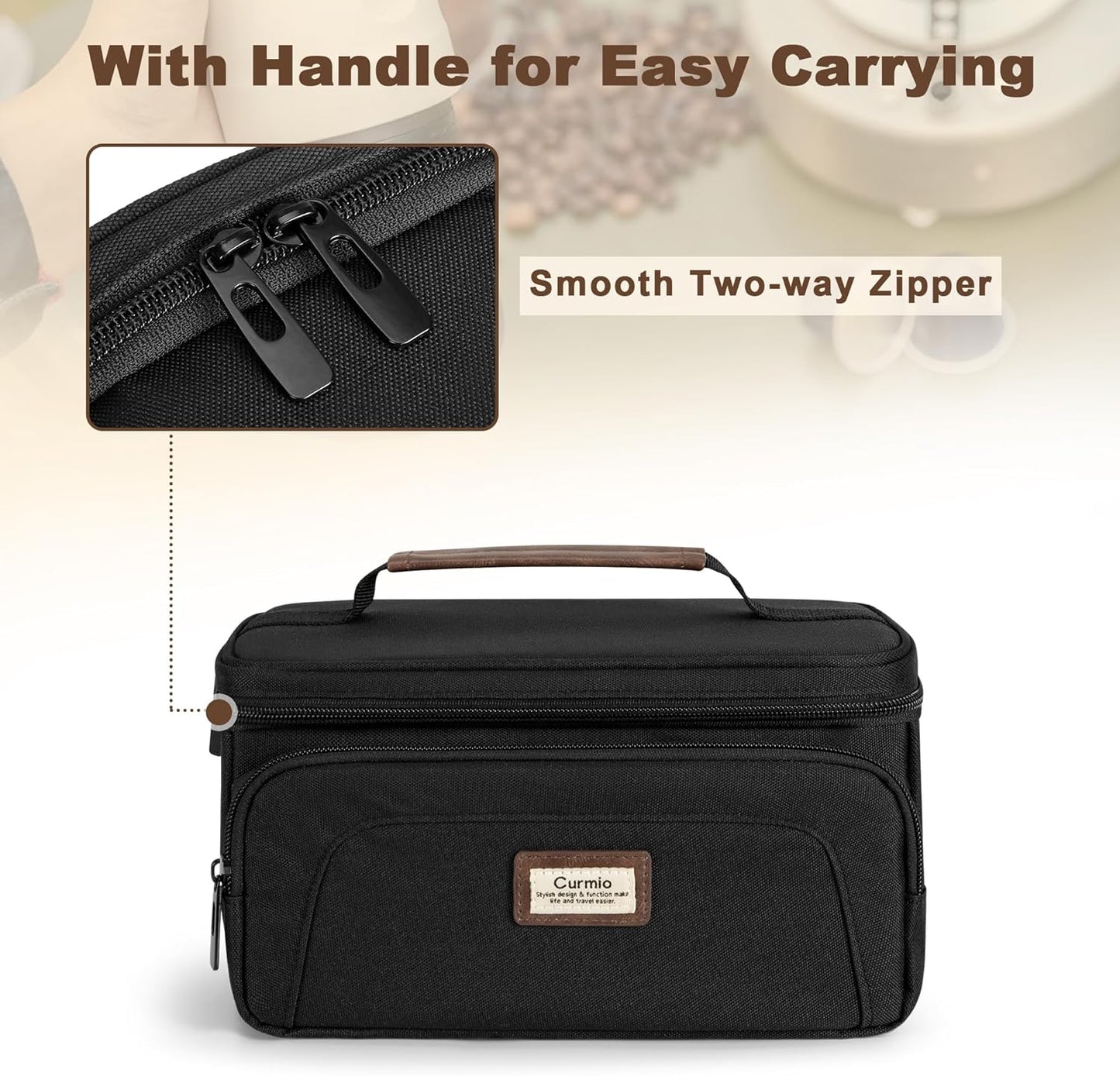 CURMIO Carrying Case Compatible with OutIn Nano Portable Electric Espresso Machine, Camping Coffee Maker Travel Bag with Pockets for Capsules and Accessories, Black