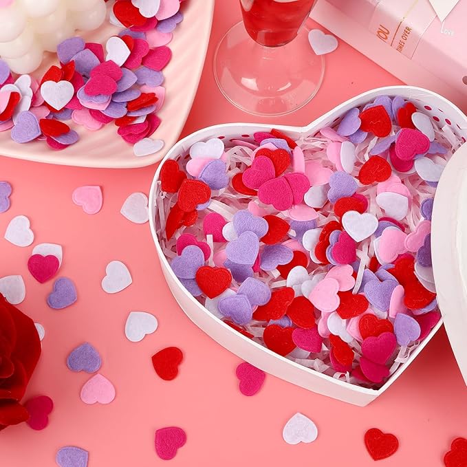 MARFOREVER Valentine's Day Felt Hearts Confetti, Heart Decorations Foam Confetti for Wedding, Mother's Day Supplies - Romantic Heart Shape Balls Sprinkles