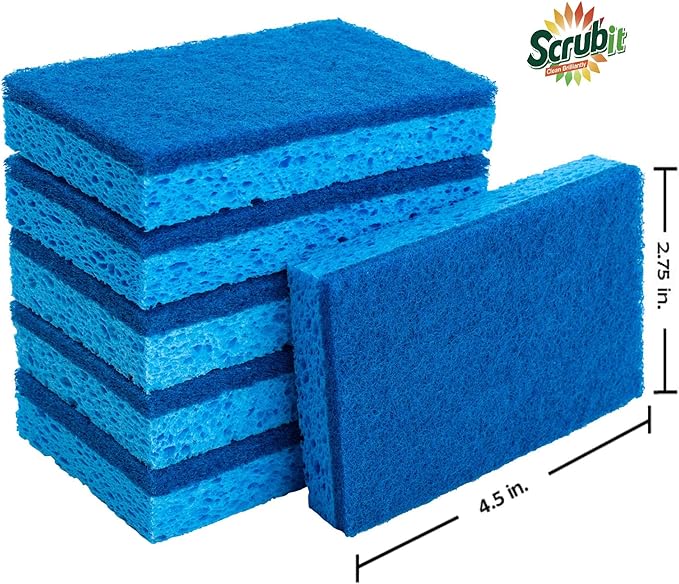 Scrubit Non-Scratch Cleaning Scrub Sponges- Scrubbing Dish Sponge Ideal for Washing Kitchen,Dishes, Bathroom &More – Dishwashing Sponge Along with A Thought Scrubber – 6 sponges