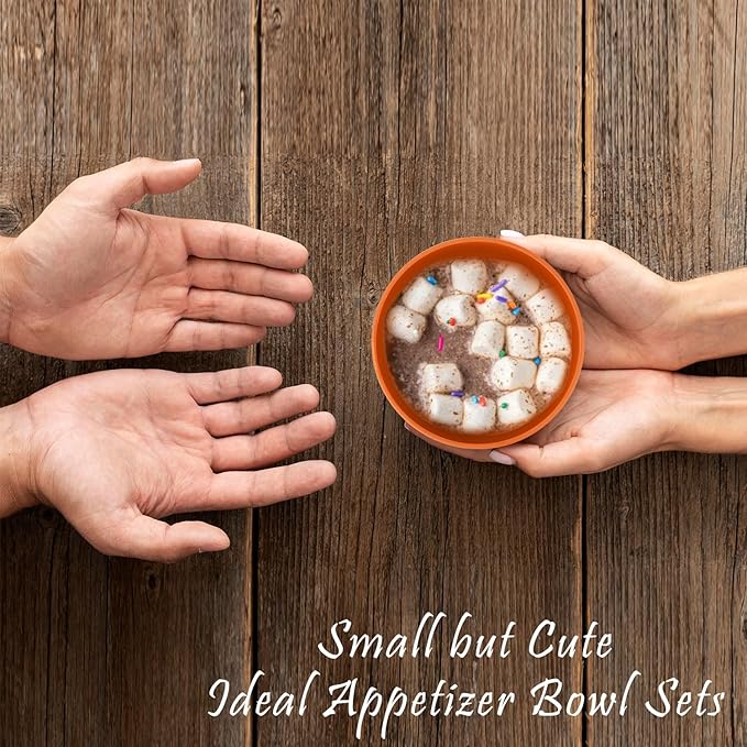 wheat straw small bowls 10oz set of 8 - Unbreakable Dessert Bowls - Mini Bowl Sets for Ice Cream,Snack and Fruits - Microwave & Dishwasher Safe Appetizer Bowls. Orange