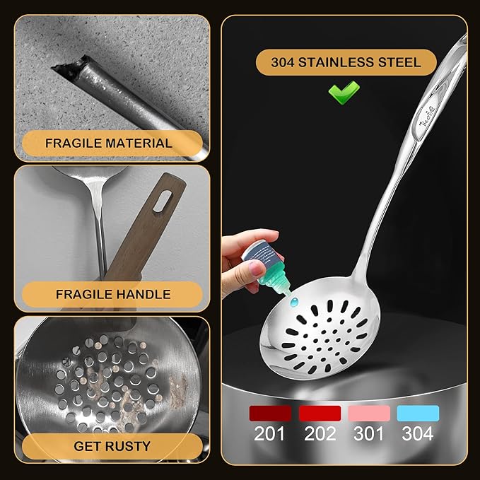 Stainless Steel Colander - Premium Kitchen Strainer with Ergonomic Handle, Perfect for Vegetables, Pasta, and More - Durable and Easy to Clean