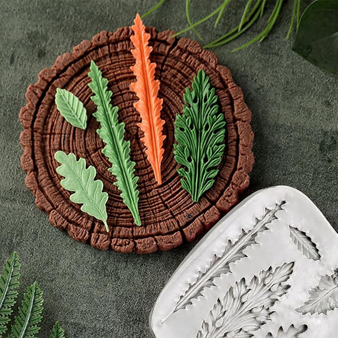 2PCS Leaf Silicone Molds, Tree Leaves Shape Cake Fondant Mold, 3D Unique Chocolate Candy Jello Biscuit Dessert Mold, Resin Plaster Polymer Clay Soap Mold, Cake Decorating Tool
