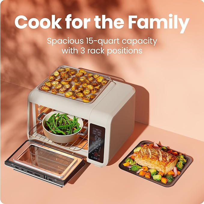 Chefman Air Fryer Toaster Oven Combo, 15 Qt. Countertop Oven for Quick & Healthy Meals, Bake, Broil, Air Fry, Toast, and Bagel Functions, 450°F Max Temp, 4 Slice Toaster Oven Air Fryer Combo – White